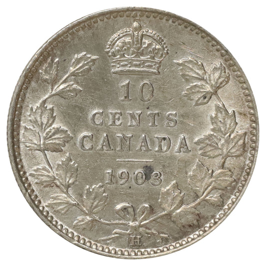 1903H Canada 10-cents Almost Uncirculated (AU50) Scratched, marks, or impaired