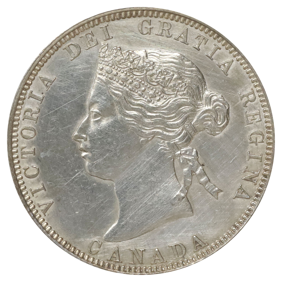 1870 Canada 25-cents AU-UNC (AU55) Scratched, marks, or impaired