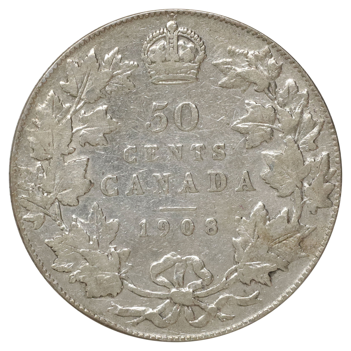 1908 Canada 50-cents F-VF (F15) Scratched, marks, or impaired