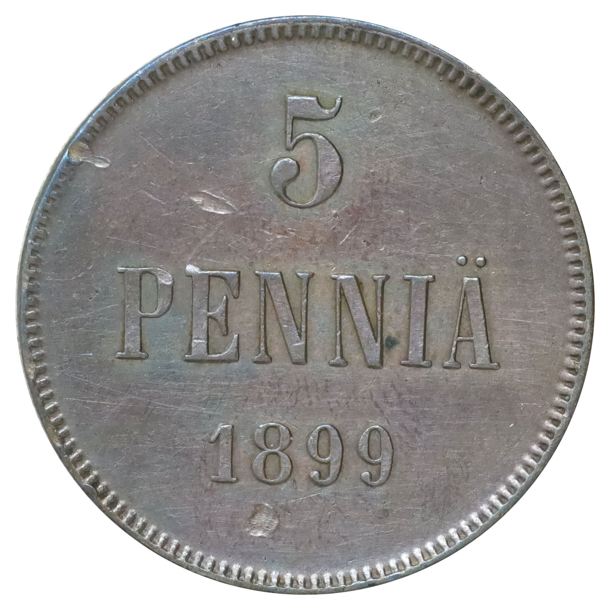 Finland 1899 5 Pennia Uncirculated (MS60) Scratched