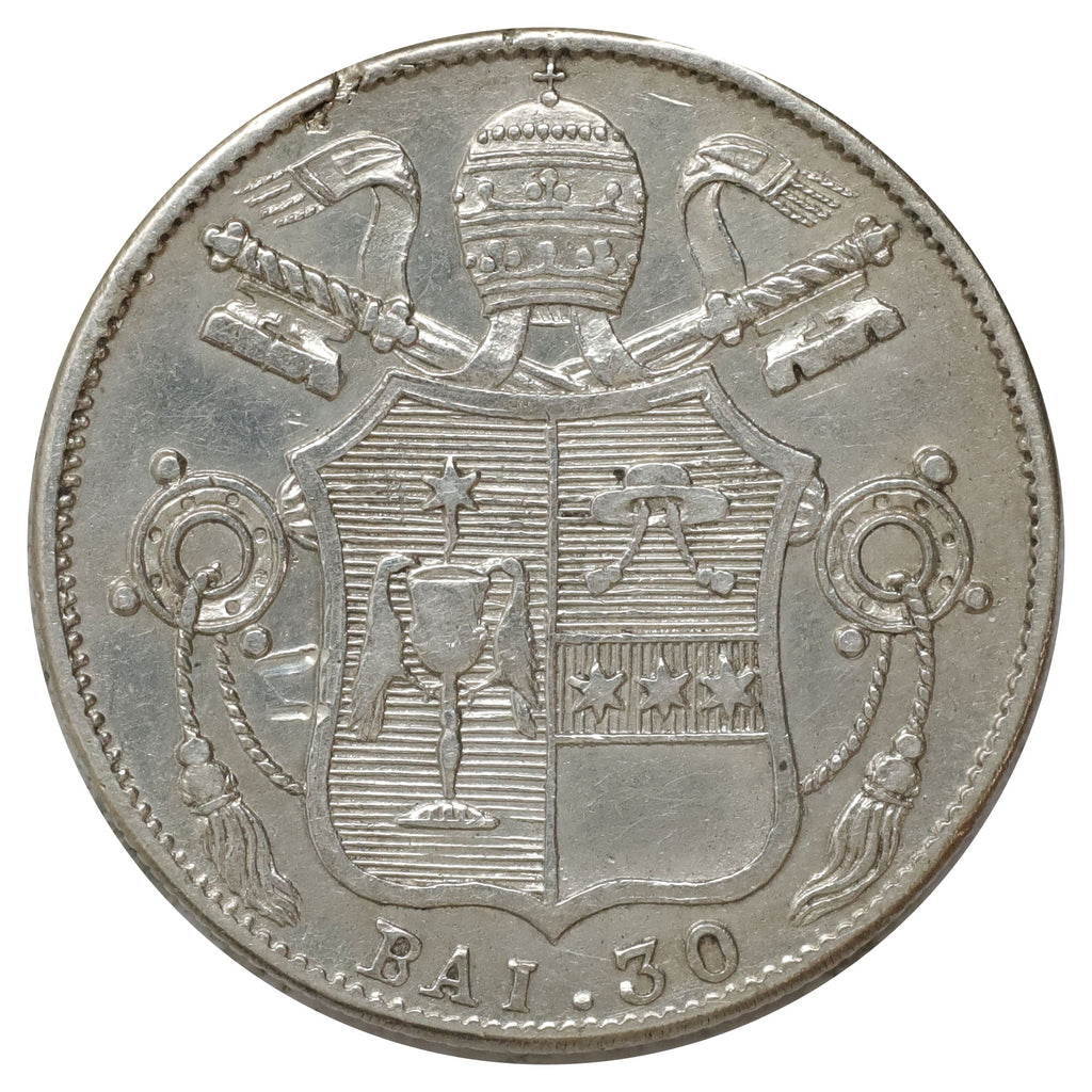 Papal States 1834 IVR Gregory XVI 30 Baiocchi Extra Fine (EF40) Heavy