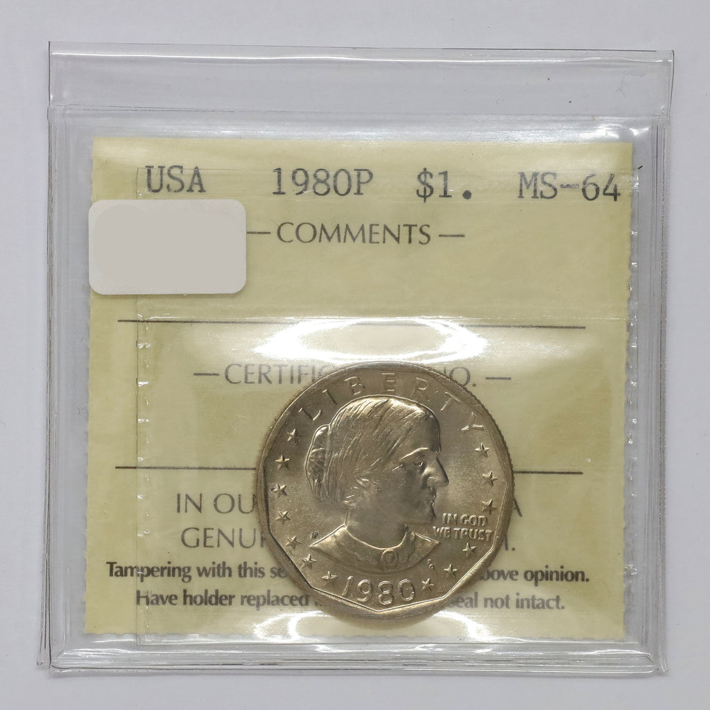 1980 P Susan B. Anthony USA Dollar ICCS Certified MS64 (DOD)