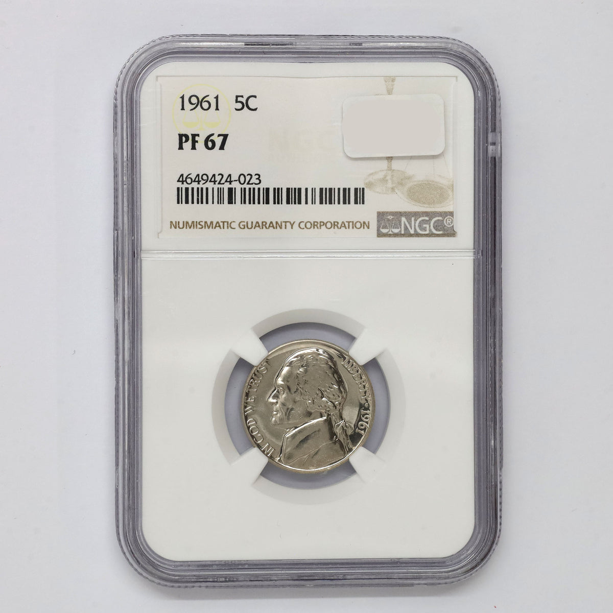 1961 USA Nickel NGC Certified PF67 (DOD)