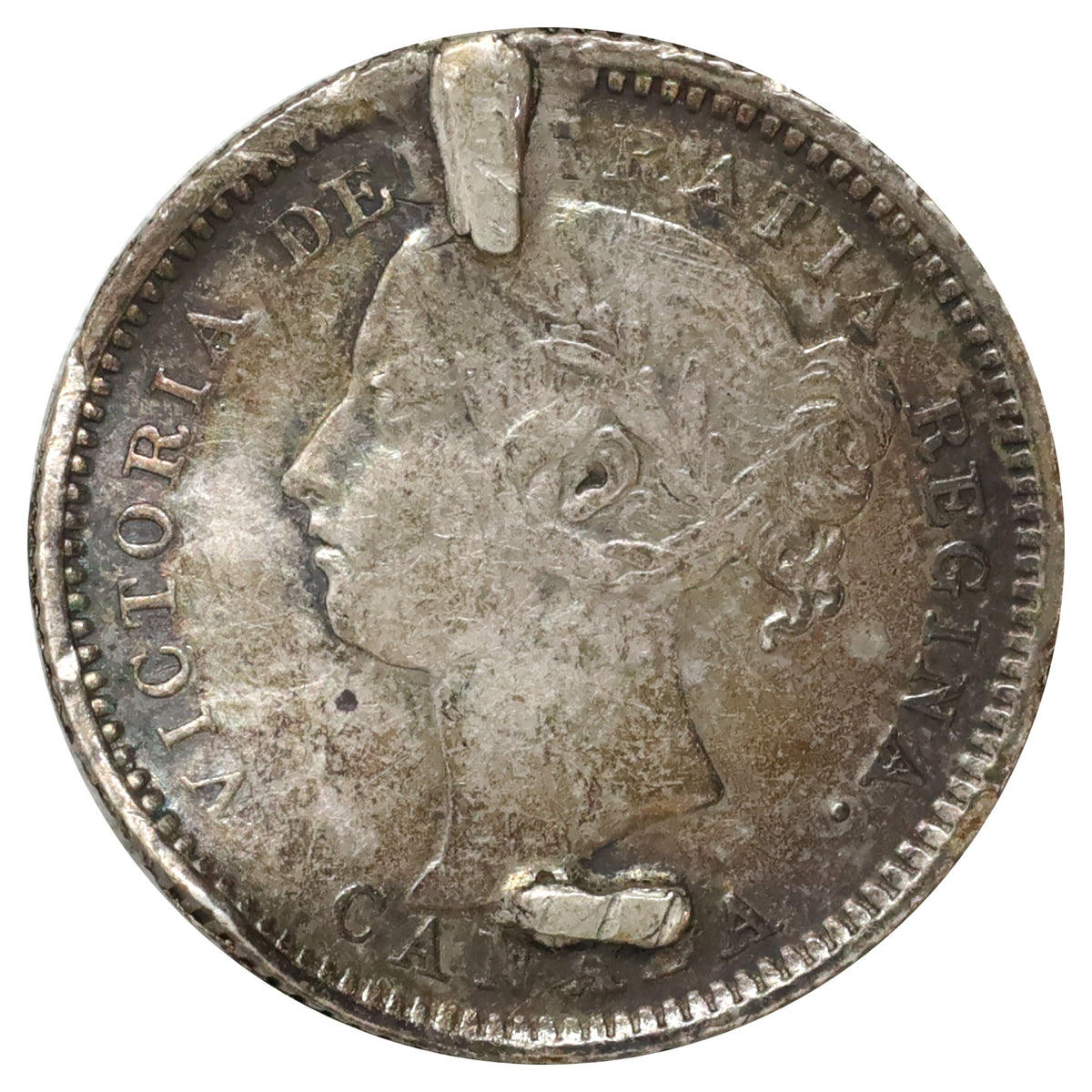 Canada Love Token on Victorian 10-Cent Coin: Initials "WA" or "MH"