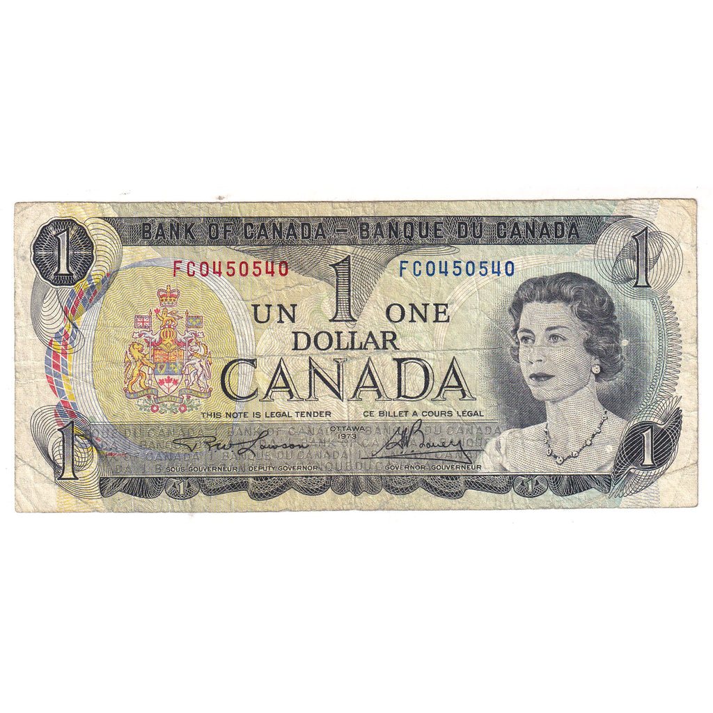 BC-46a-N1-iii 1973 Canada $1 Lawson-Bouey, 3-Digit RADAR FC0450540, Circulated (DOP)