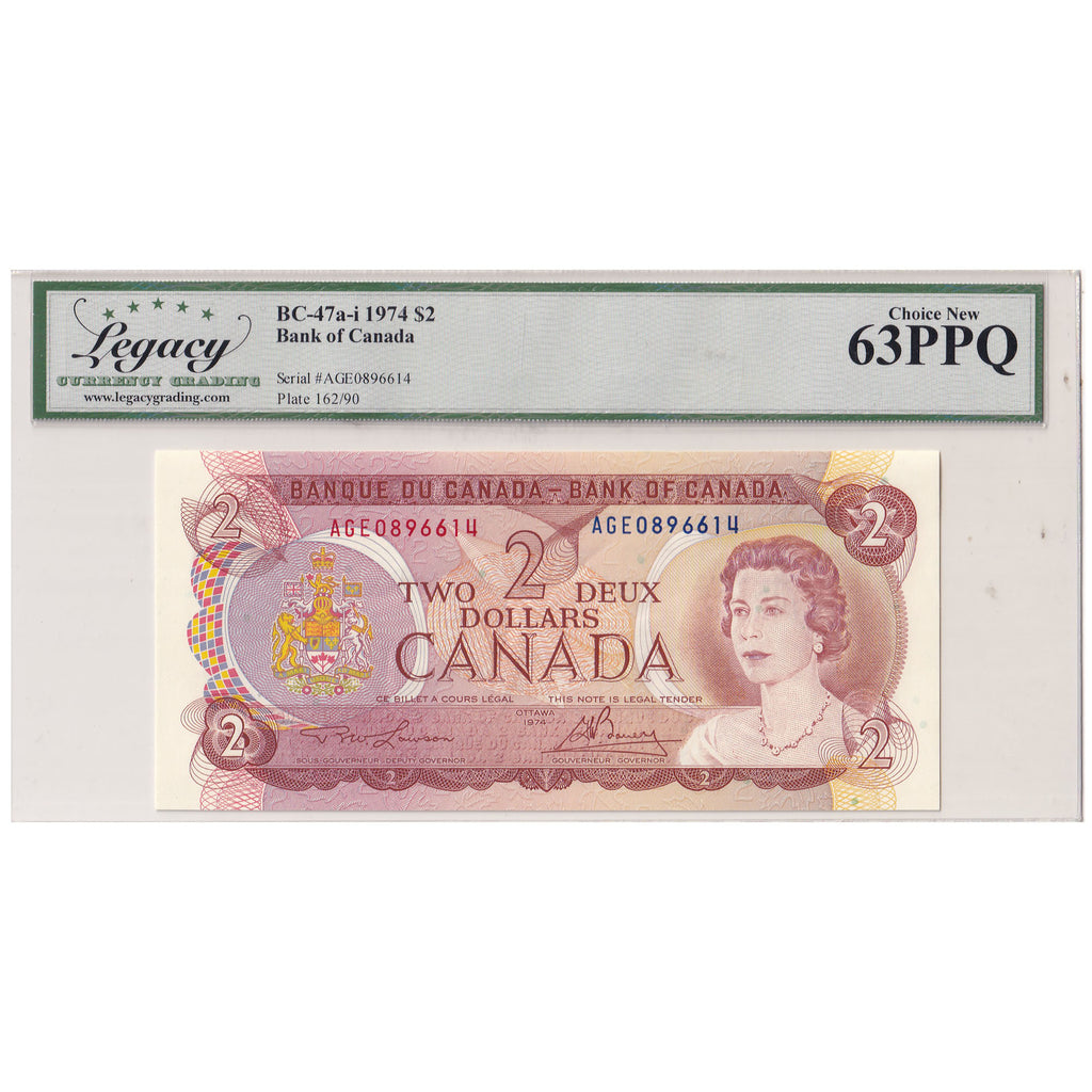 BC-47a-I 1974 Canada $2 Lawson-Bouey, AGE, Legacy Certified CUNC63PPQ