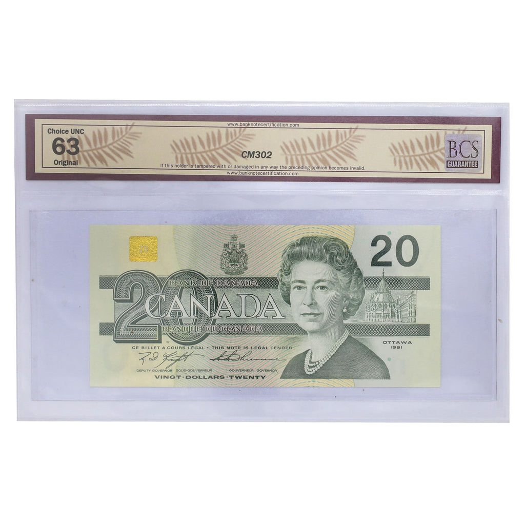 BC-58c 1991 Canada $20 Knight-Thiessen, AWE, BCS Certified CUNC63