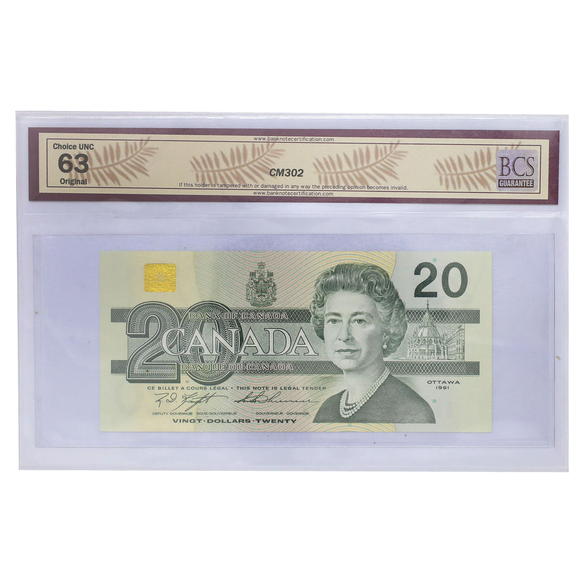 BC-58c 1991 Canada $20 Knight-Thiessen, AWE, BCS Certified CUNC63