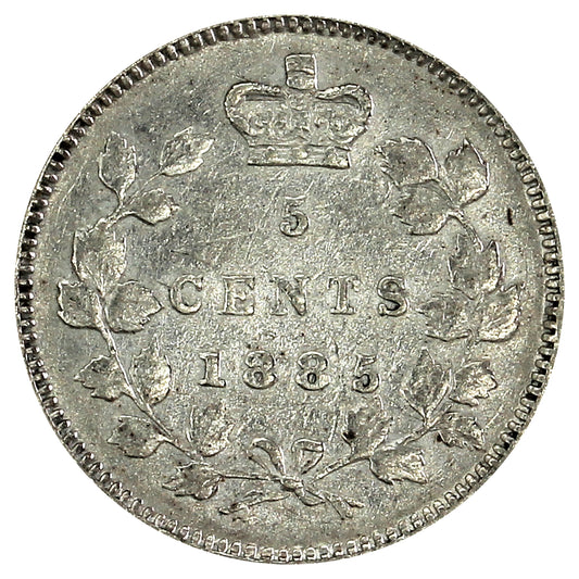 1885 Small 5 Canada 5-cents Very Fine (VF20) Scratched, marks, or impaired