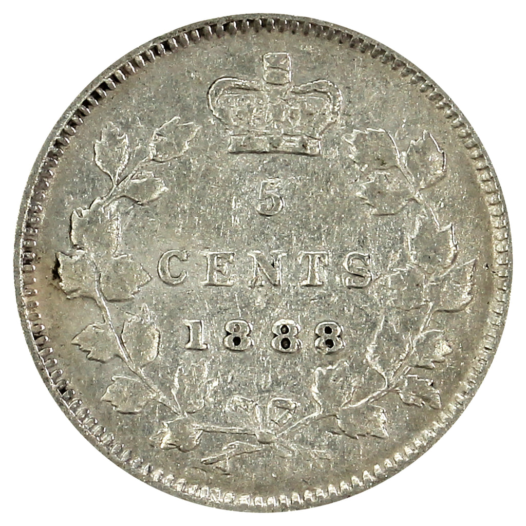 1888 Canada 5-cents F-VF (F15) Scratched, marks, or impaired