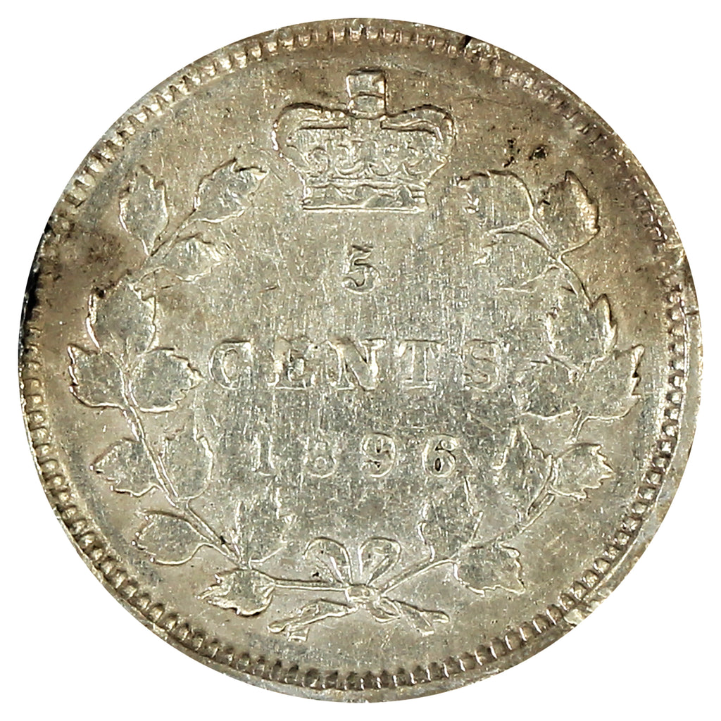 1896 Canada 5-cents F-VF (F15) Scratched, marks, or impaired