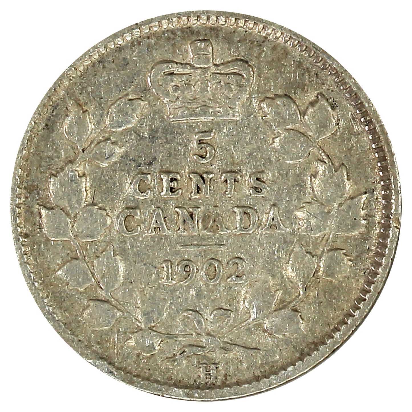 1902 Canada 5-cents VF-EF (VF30) Scratched, Cleaned, or Impaired