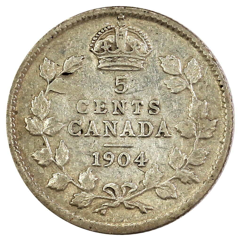 1904 Canada 5-cents Very Fine (VF20) Scratched, marks, or impaired