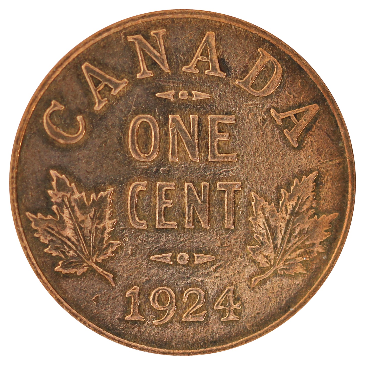 1924 Canada 1-cent F-VF (F15) Scratched, marks, or impaired