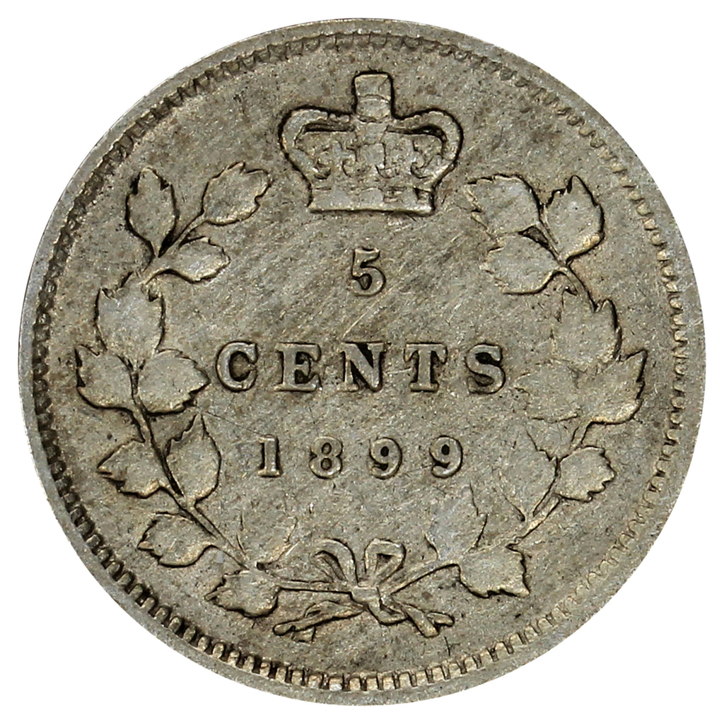 1899 Canada 5-cents Fine (F12) Scratched, marks, or impaired