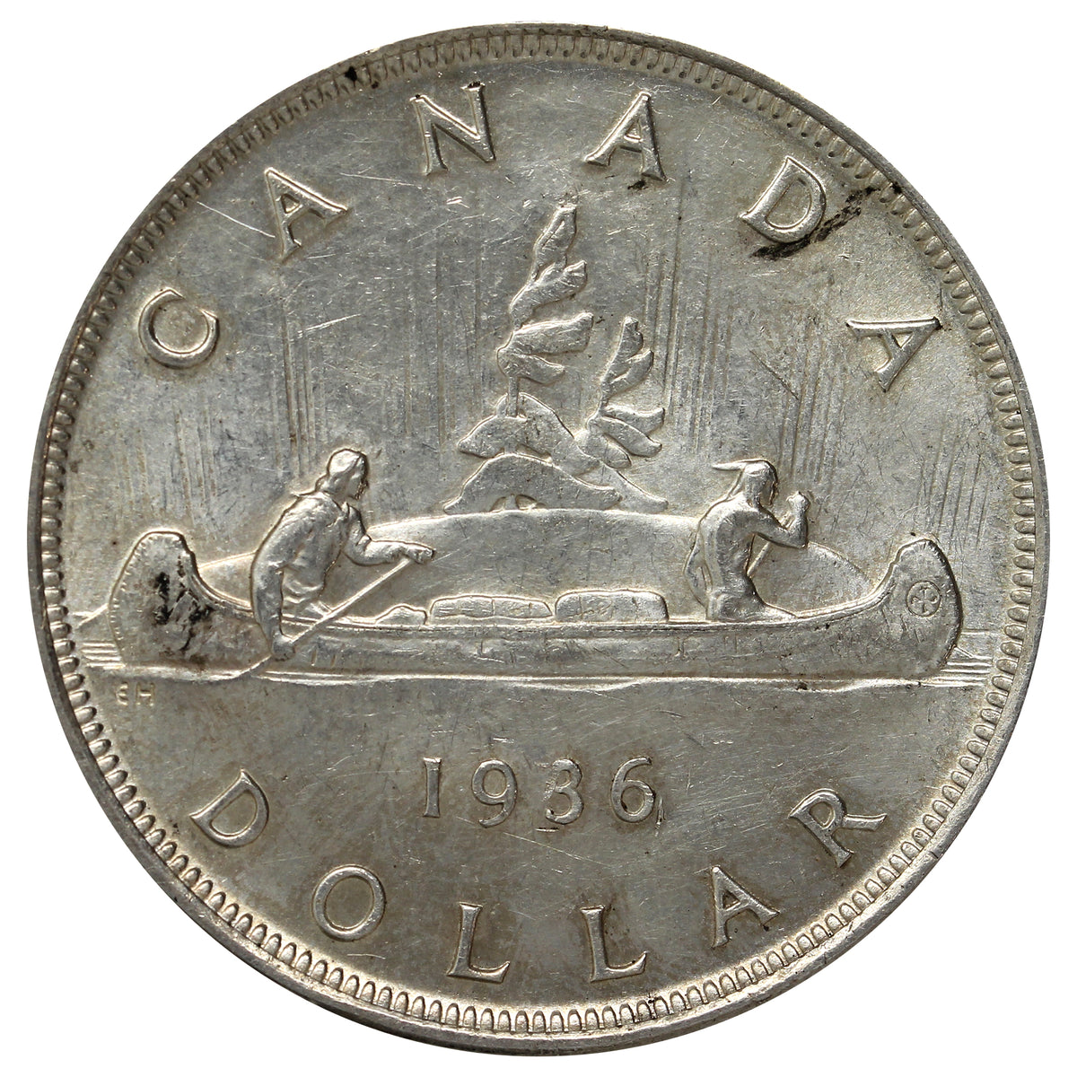 1936 Canada Dollar UNC+ (MS62) Scratched, marks, or impaired