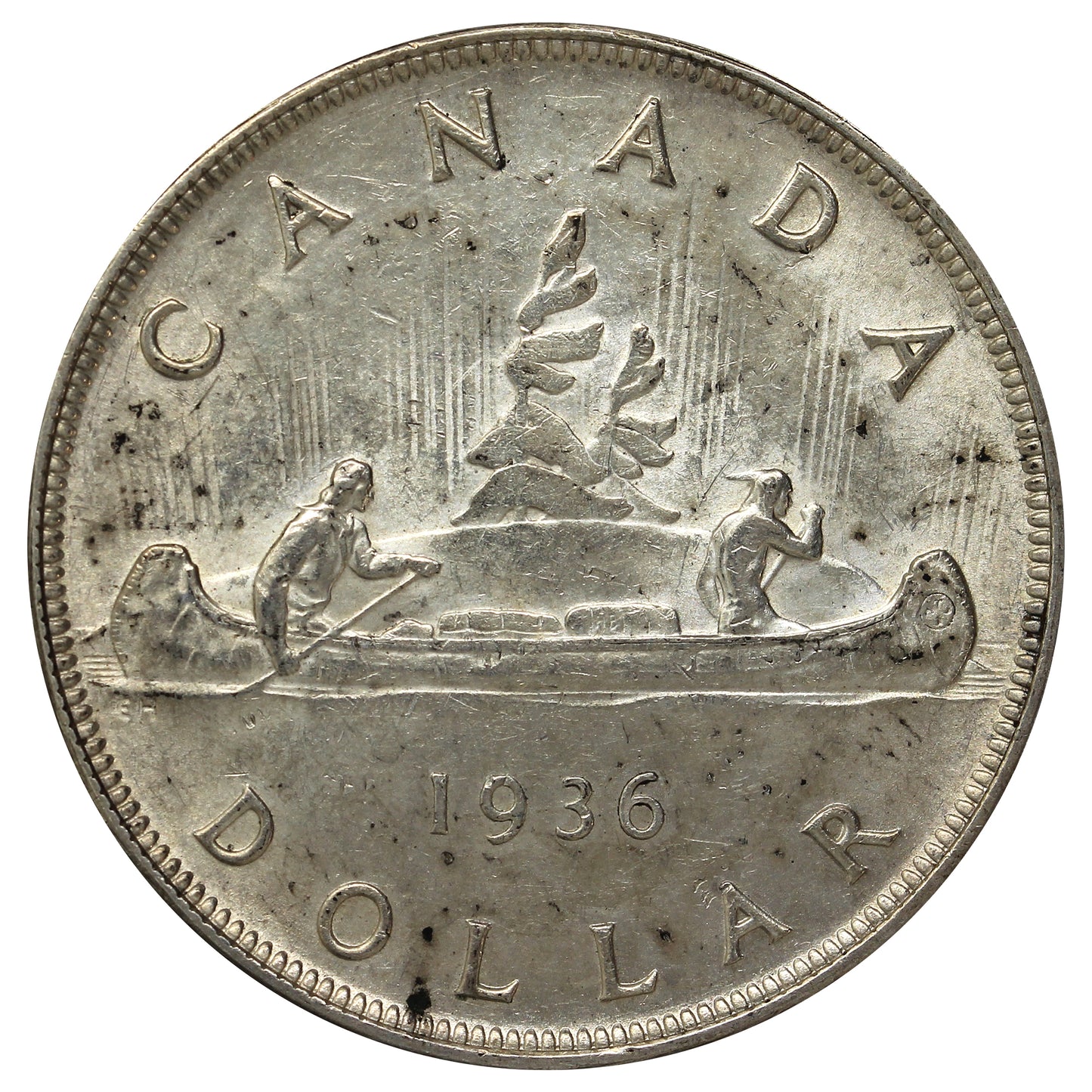 1936 Canada Dollar AU-UNC (AU55) Scratched, marks, or impaired
