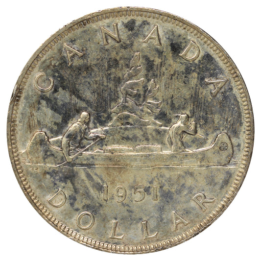 1951 Canada Dollar AU-UNC (AU55) Scratched, marks, or impaired