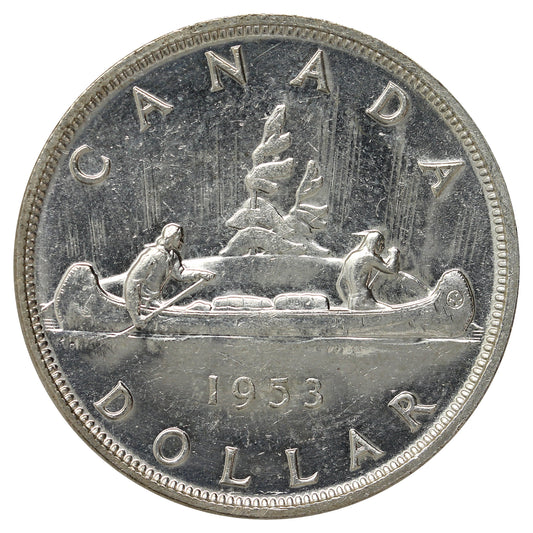 1953 SS Canada Dollar Brilliant Uncirculated (MS63) Scratched, marks, or impaired