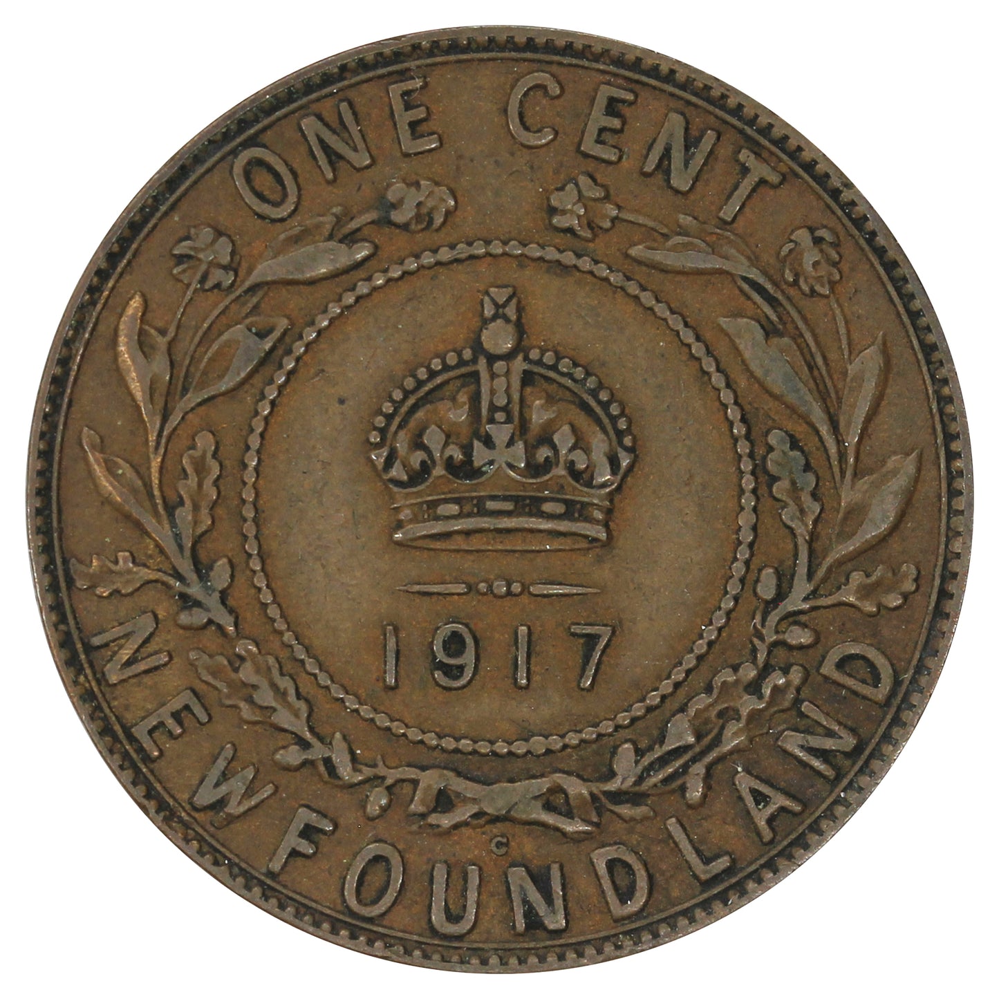 1917C Newfoundland 1-cent F-VF (F15) Scratched, marks, or impaired