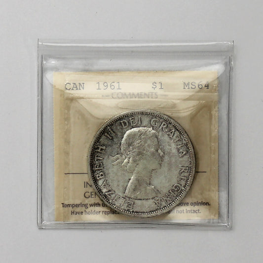 1961 Canada Dollar ICCS Certified MS64 (Lightly Toned)