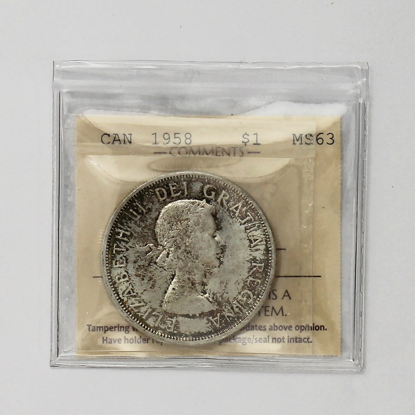 1958 Canada Dollar ICCS Certified MS63 (Toned)