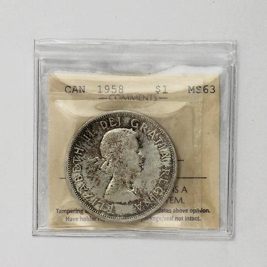 1958 Canada Dollar ICCS Certified MS63 (Toned)