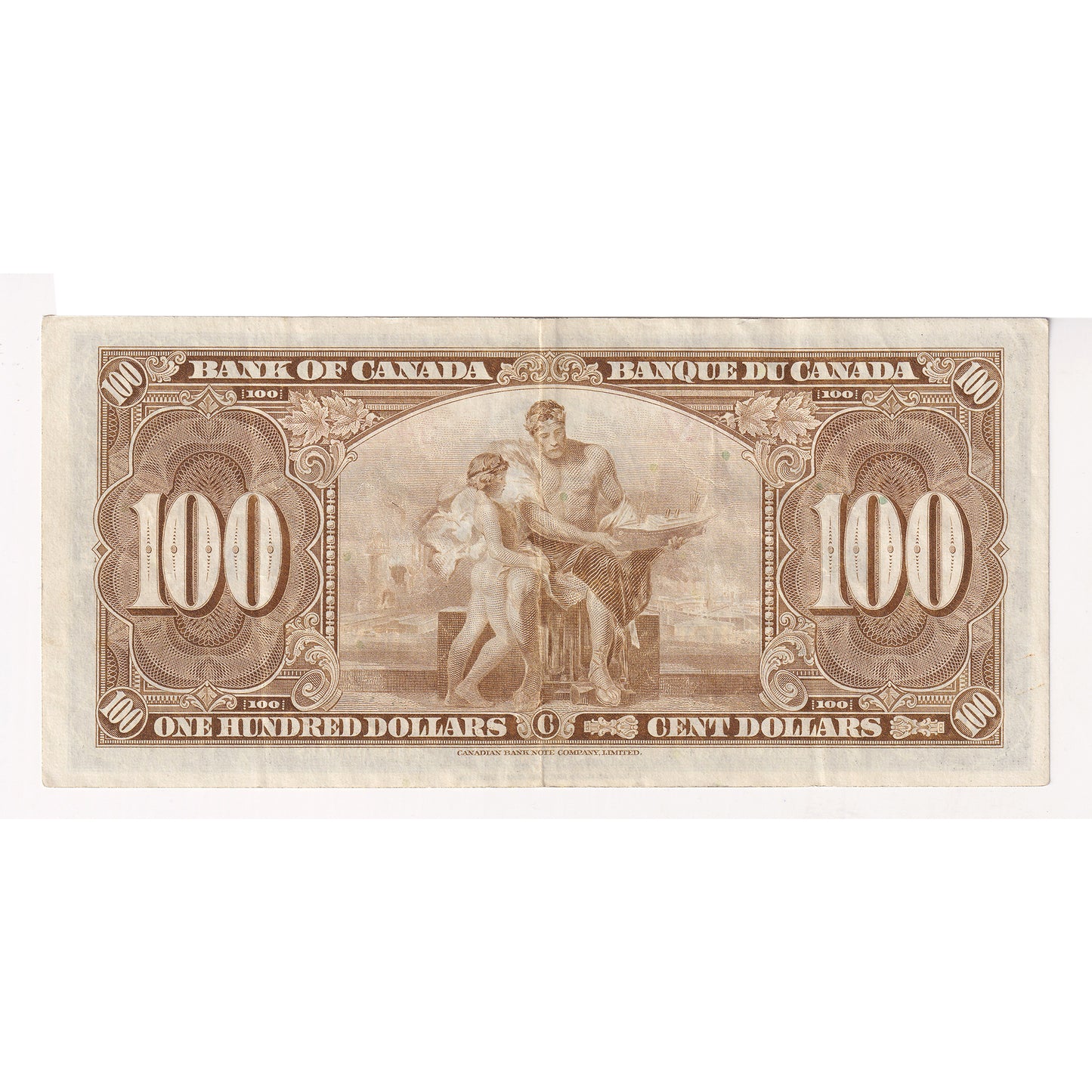 BC-27b 1937 Canada $100 Note Gordon-Towers B/J, VF-EF (VF30) Tears, writing, or impaired