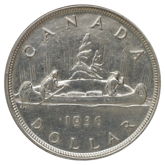 1936 Canada Dollar EF-AU (EF45) Scratched, marks, or impaired