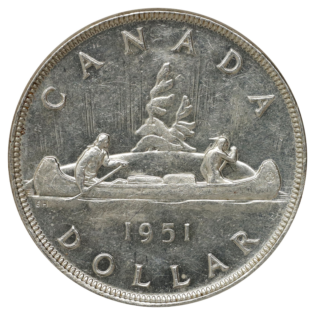 1951 Canada Dollar Almost Uncirculated (AU50) Scratched, marks, or impaired