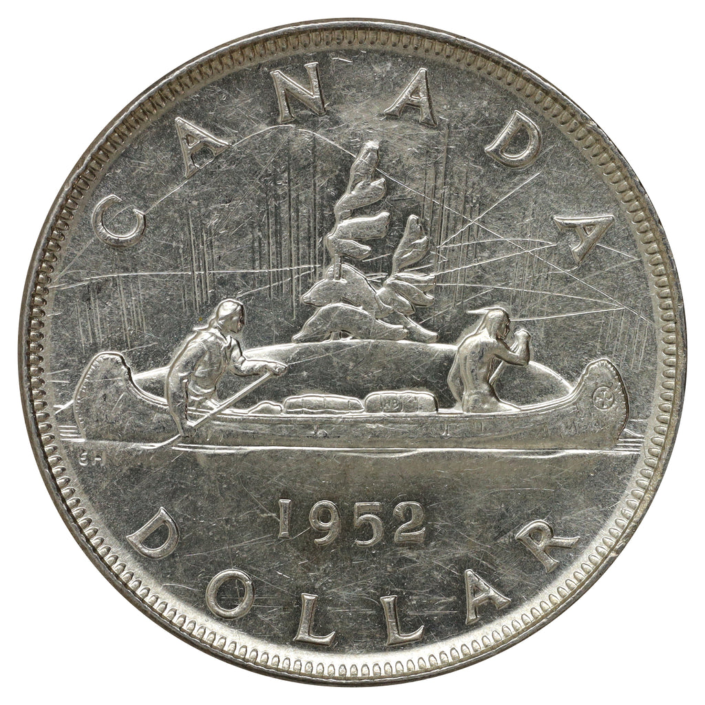 1952 Canada Dollar Almost Uncirculated (AU50) Scratched, marks, or impaired