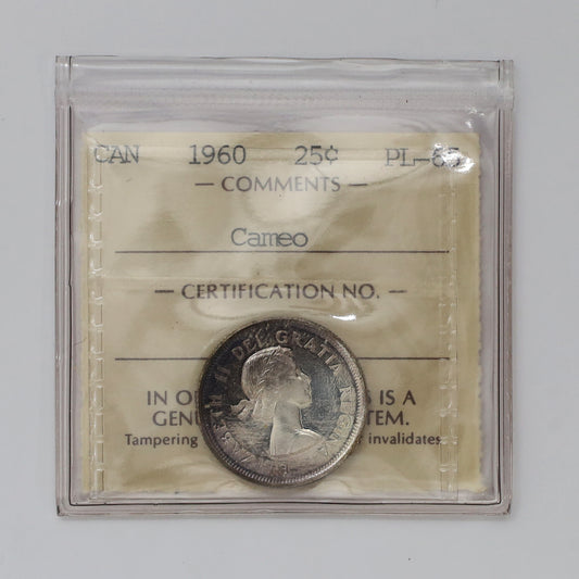 1960 Canada 25-cents ICCS Certified PL65 Cameo
