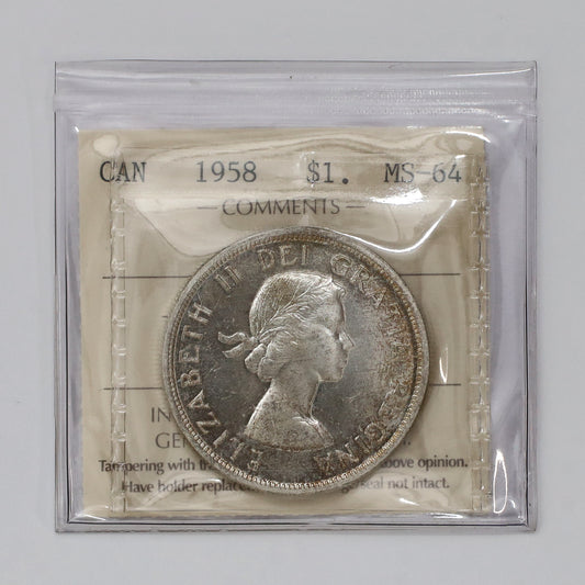 1958 Canada Dollar ICCS Certified MS64