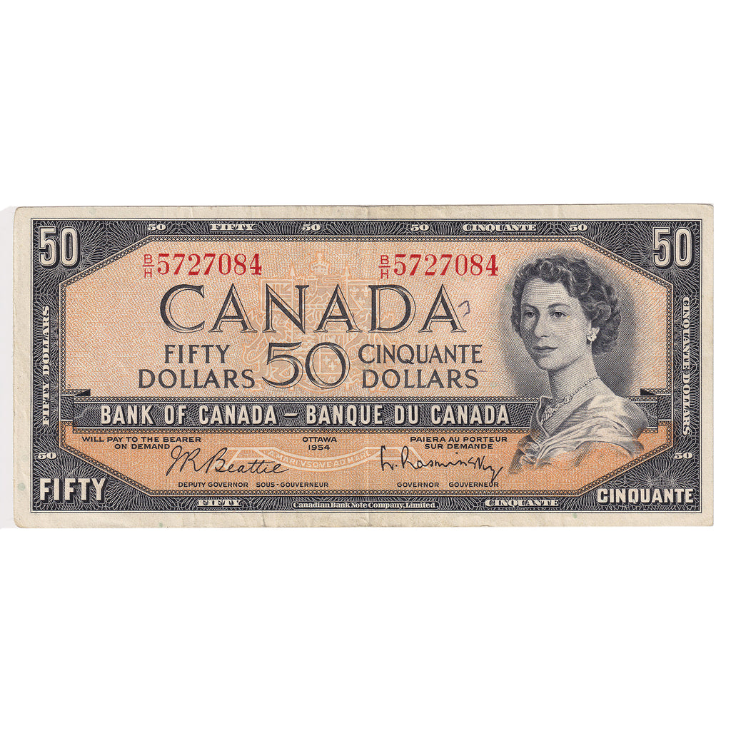 1954 Canada $50 VF-EF (VF30) Tears, writing, or impaired