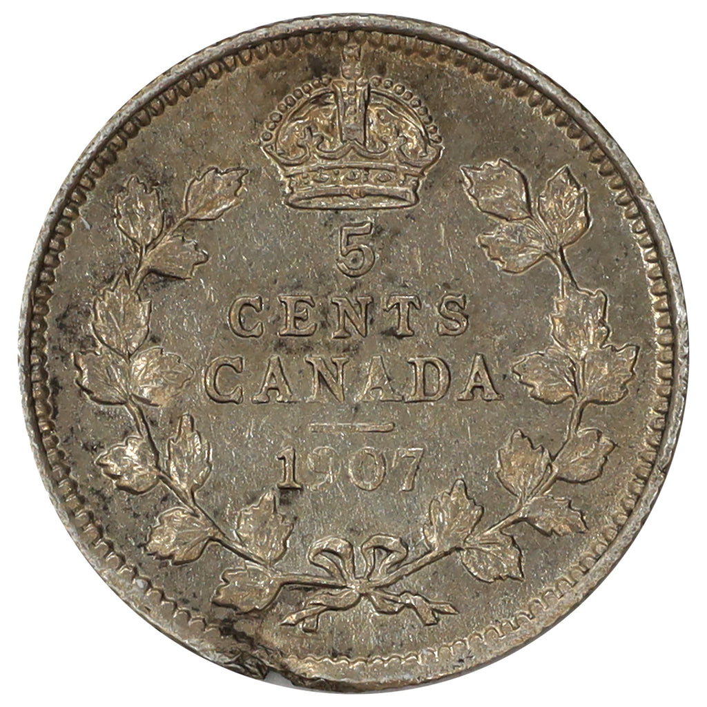 1907 Canada 5-cents EF-AU (EF45) Scratched, marks, or impaired
