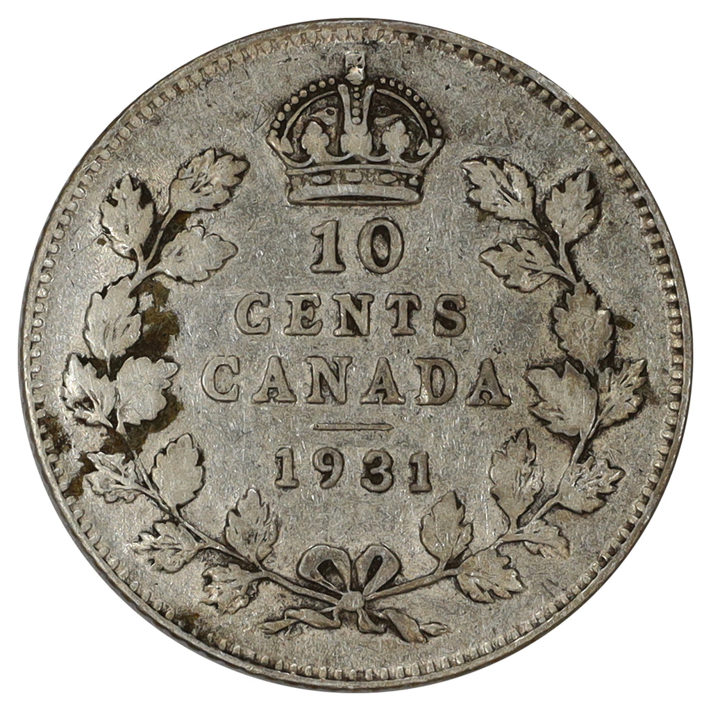 1931 Canada 10-cents F-VF (F15) Scratched, marks, or impaired