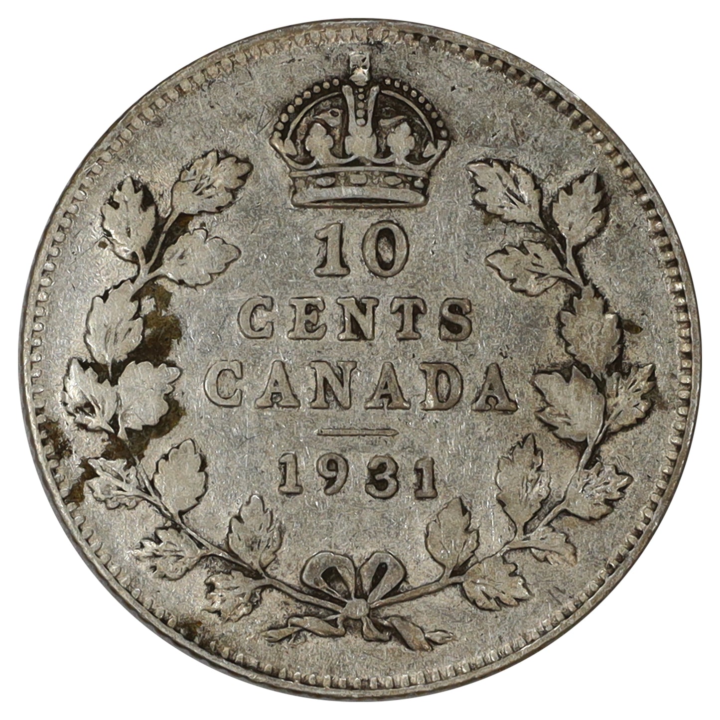 1931 Canada 10-cents F-VF (F15) Scratched, marks, or impaired