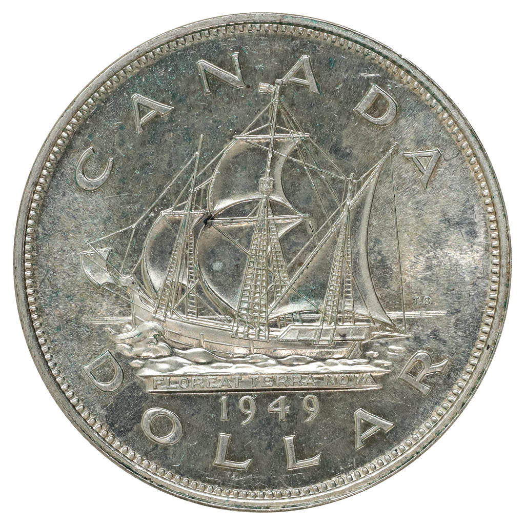 1949 Canada Dollar UNC+ (MS62) Scratched, marks, or impaired