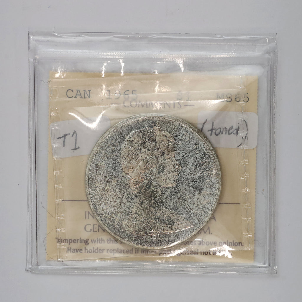 1965 Small Beads Ptd. 5 (Type 1) Canada Dollar ICCS Certified MS65 (Toned)