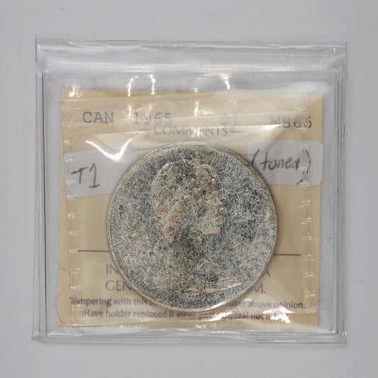 1965 Small Beads Ptd. 5 (Type 1) Canada Dollar ICCS Certified MS65 (Toned)