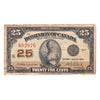 DC-24d 1923 Dominion 25-cent Shinplaster, Campbell, VF-EF (VF30) Tears, holes, or damaged
