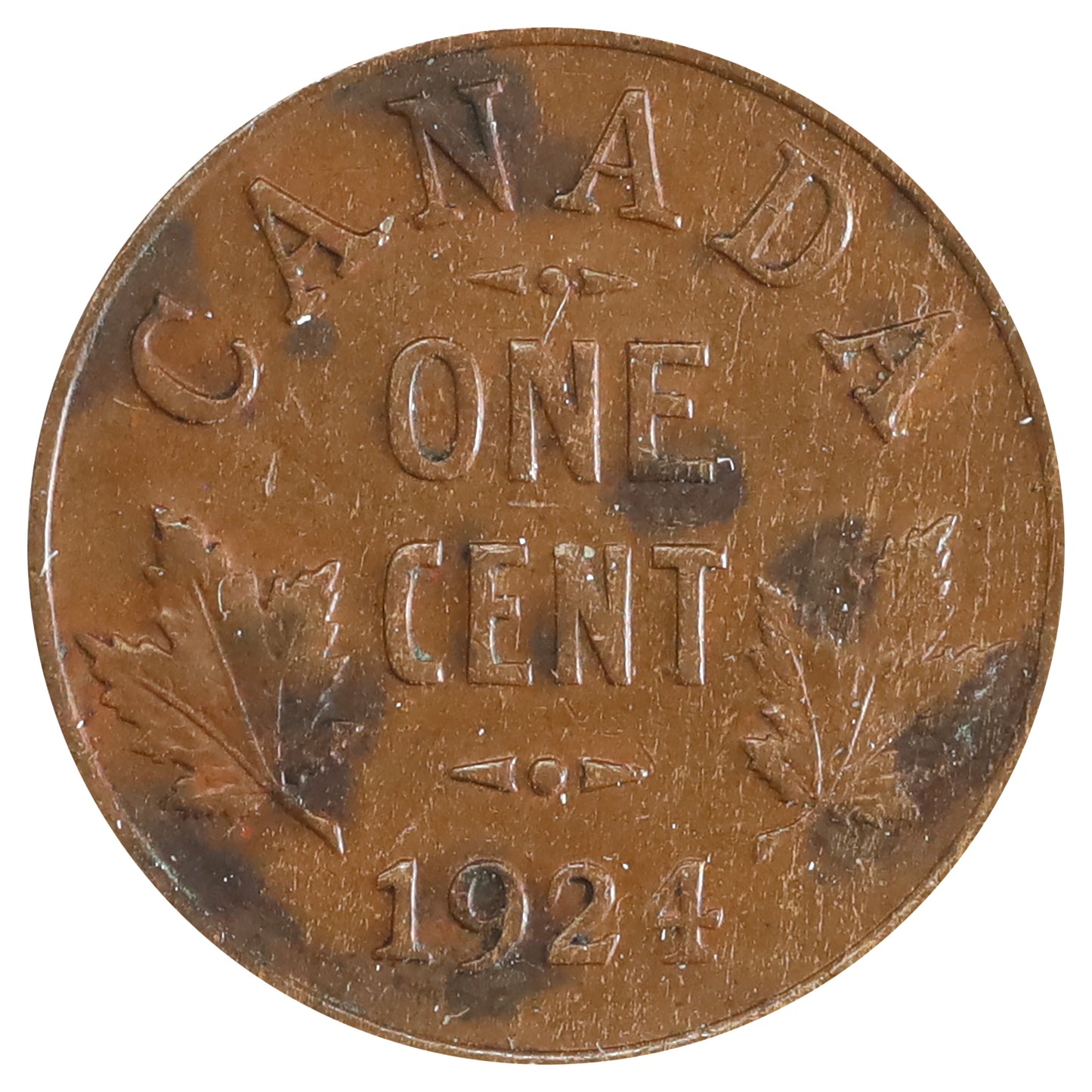 1924 Canada 1-cent VF-EF (VF30) Scratched, marks, or impaired