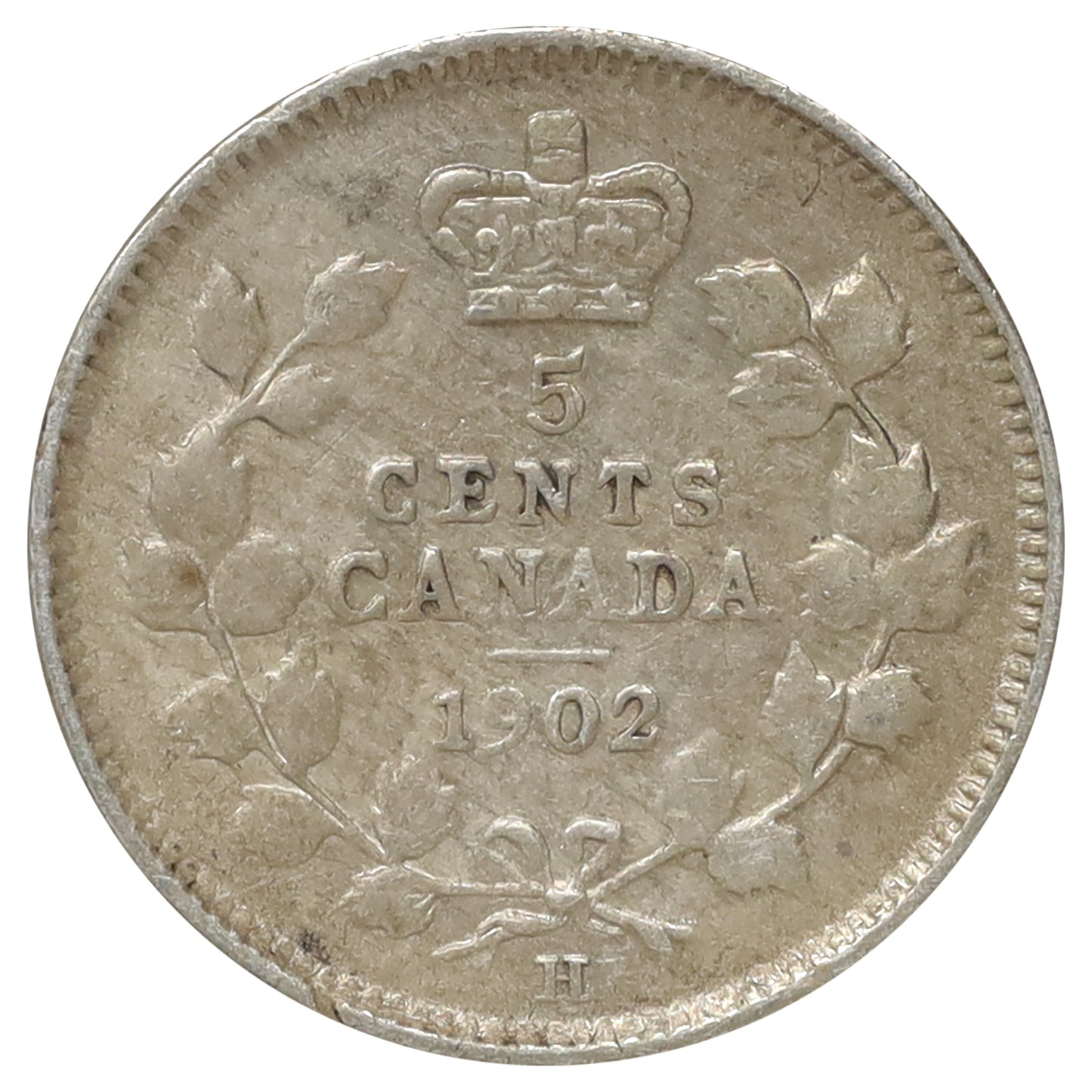 1902H Large H Canada 5-cents VG-F (VG10) Scratched, marks, or impaired