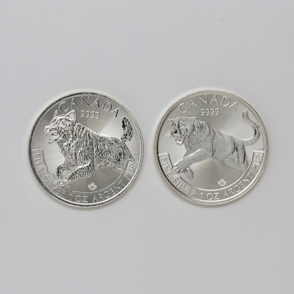 Pair of 2016 & 2018 Canada $5 SML Predator Fine Silver Coins (No Tax) Light toning