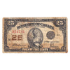 DC-24c 1923 Dominion 25-cent Shinplaster, McCavour-Saunders, VG-F (VG10) Impaired
