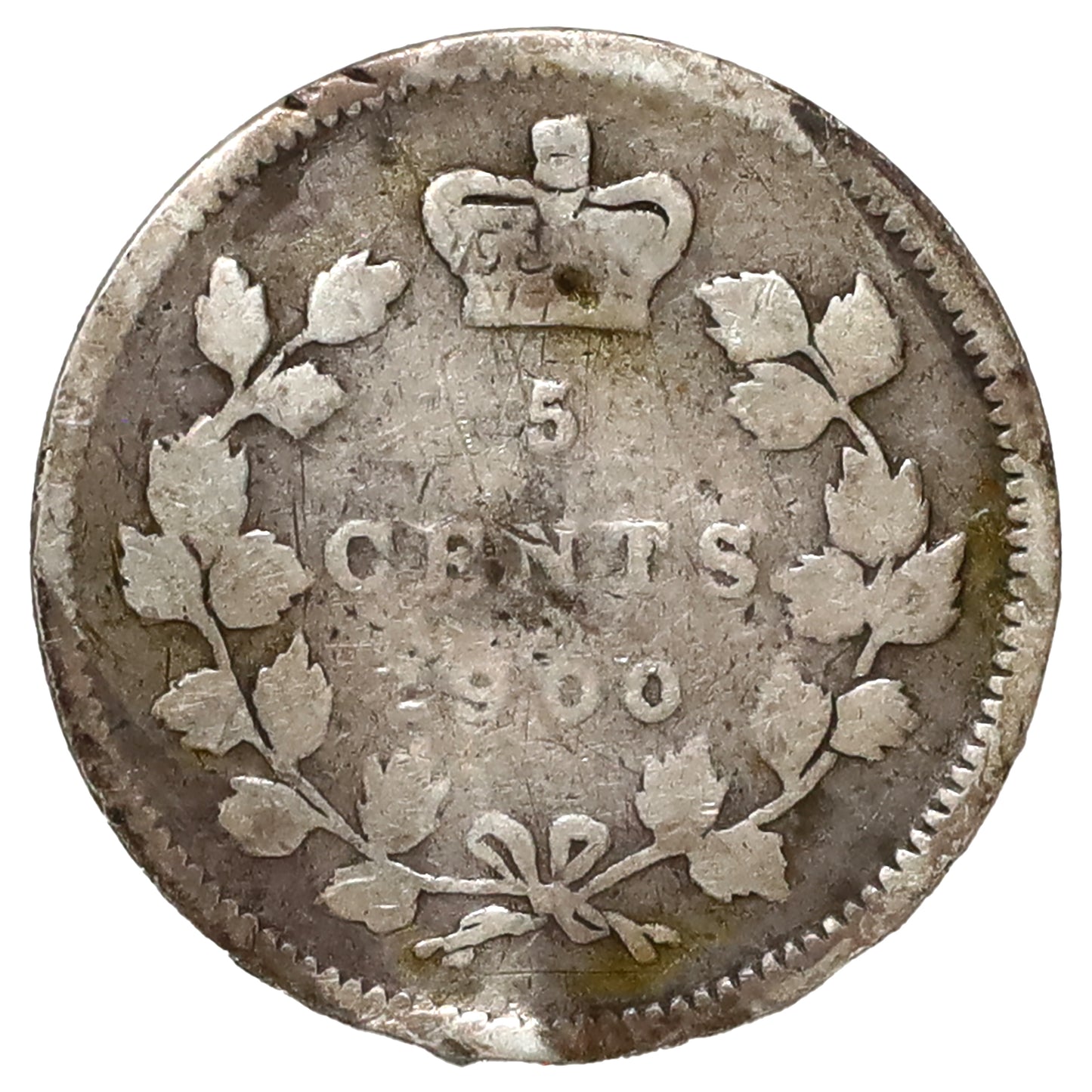 1900 Round 0's Canada 5-cents Good (G4) Scratched, marks, or impaired
