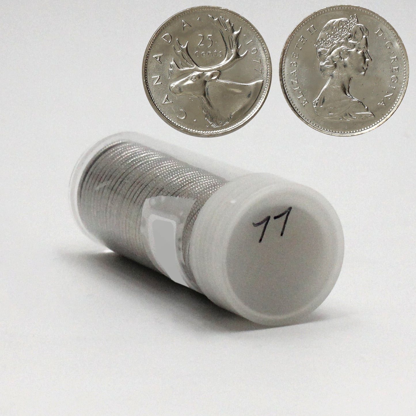 1977 Canada 25-cent Roll of 40pcs. Coins appear to be mint state, some toned