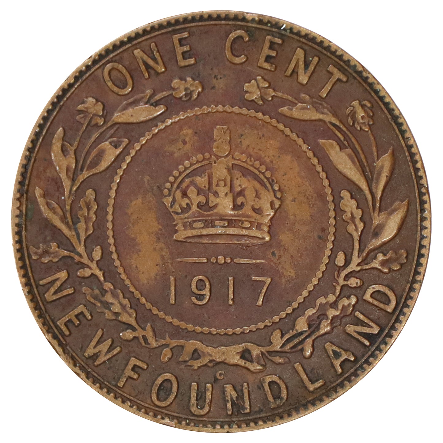 1917C Newfoundland 1-cent VG-F (VG10) Scratched, marks, or impaired
