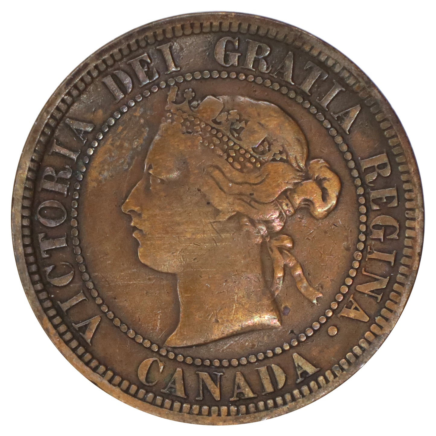 1876H Canada 1-cent Fine (F12) Scratched, marks, or impaired