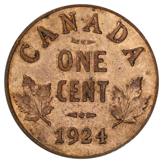 1924 Canada 1-cent F-VF (F15) Scratched, marks, or impaired
